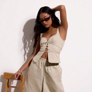 Going Out Woven Tie Top